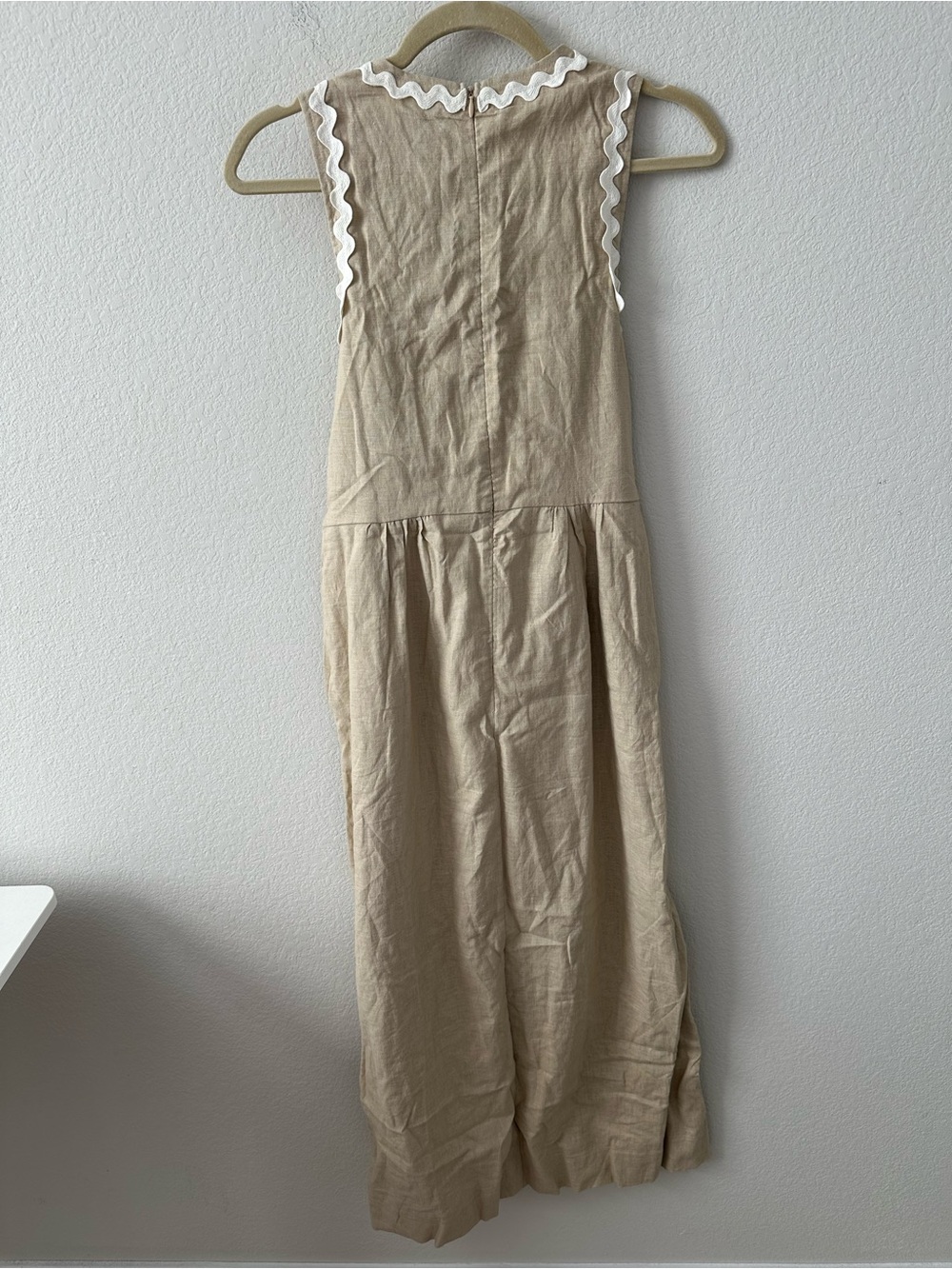 TUCKERNUCK Sand Ric Rac Tie Brocks Beige Dress SZ S - Picture 5 of 6